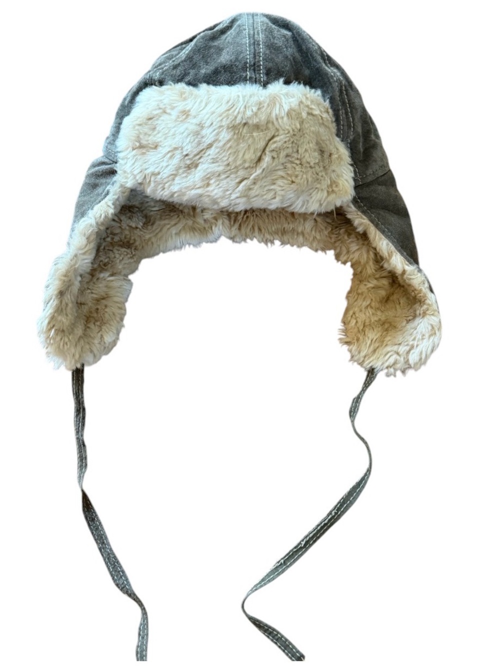 Wilsons Leather Suede Trapper Hat Brown Faux Fur Lined Aviator Cap S/M Winter